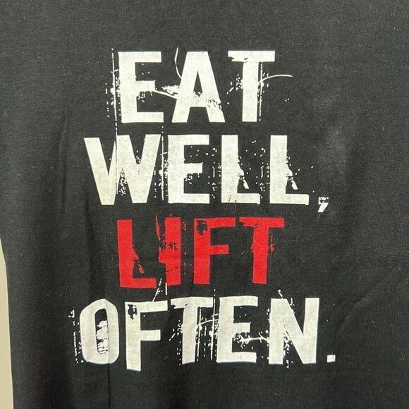 FTD APPAREL Women’s Eat Well Lift Often Cotton Tee Shirt Black Size Medium - Picture 4 of 6